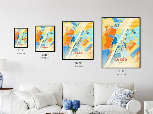 Colorful LUXOR EGYPT Fine Art Map