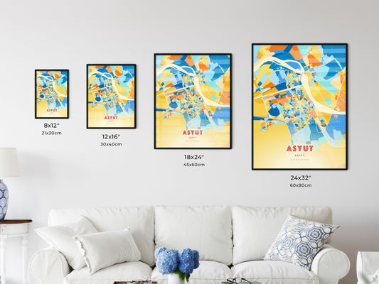 Colorful ASYUT EGYPT Fine Art Map