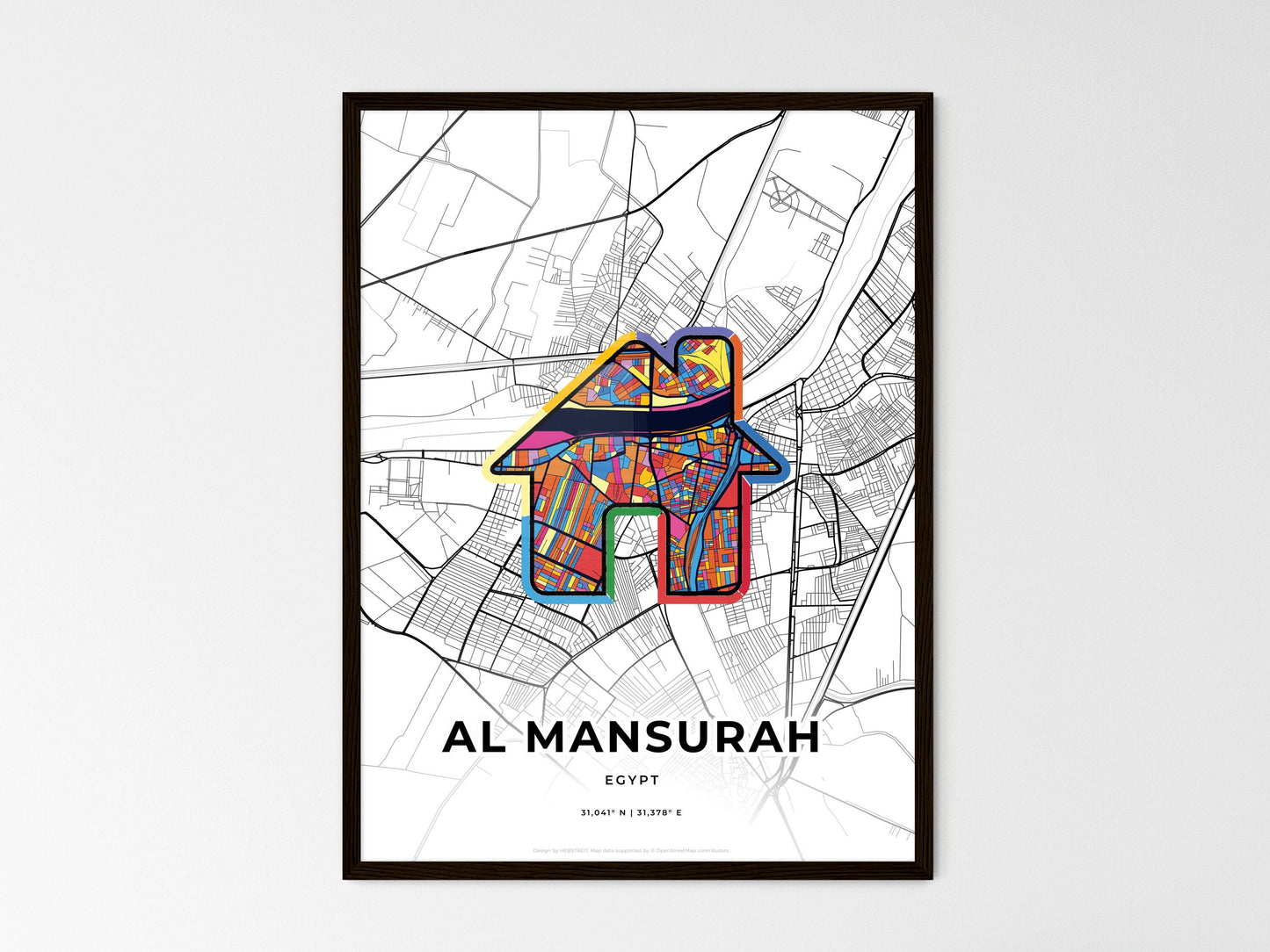 Al Mansurah Egypt wedding art map with home icon