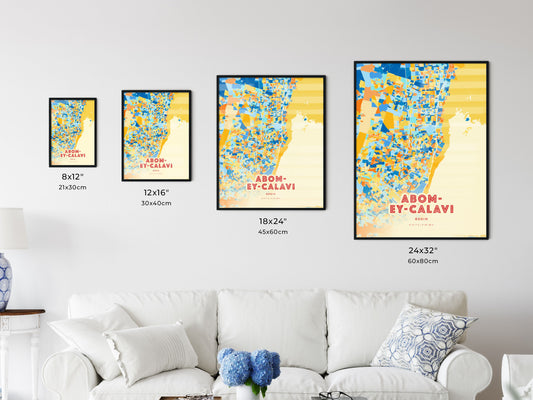 Colorful ABOMEY-CALAVI BENIN Fine Art Map
