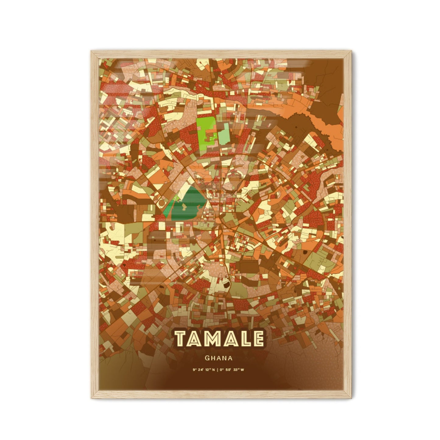 Colorful TAMALE GHANA Fine Art Map Farmhouse