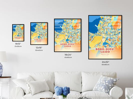 Colorful BOBO-DIOULASSO BURKINA FASO Fine Art Map