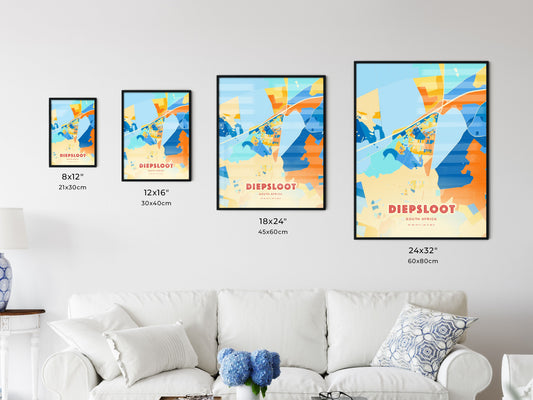 Colorful DIEPSLOOT SOUTH AFRICA Fine Art Map