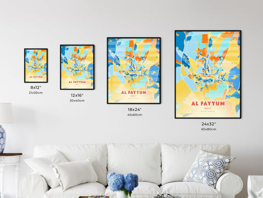 Colorful AL FAYYUM EGYPT Fine Art Map