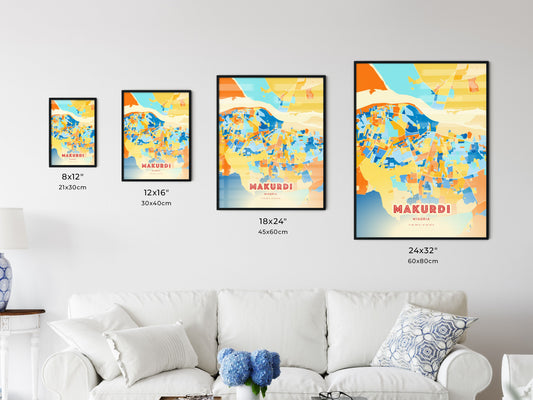 Colorful MAKURDI NIGERIA Fine Art Map