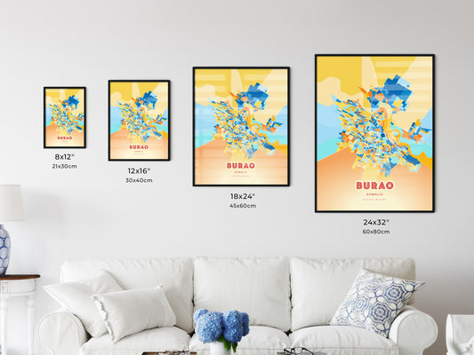 Colorful BURAO SOMALIA Fine Art Map