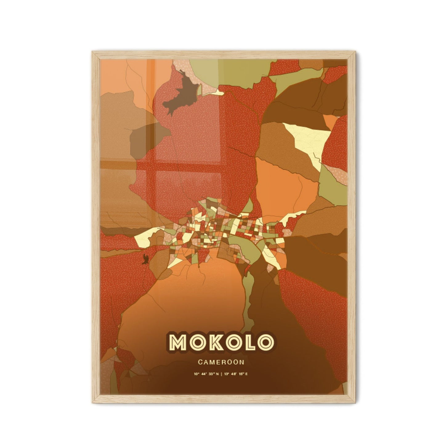 Colorful MOKOLO CAMEROON Fine Art Map Farmhouse