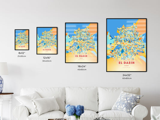 Colorful EL DAEIN SUDAN Fine Art Map