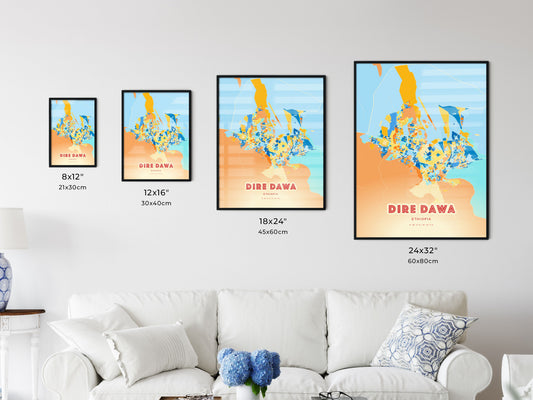 Colorful DIRE DAWA ETHIOPIA Fine Art Map