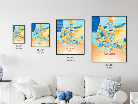 Colorful GOMBE NIGERIA Fine Art Map