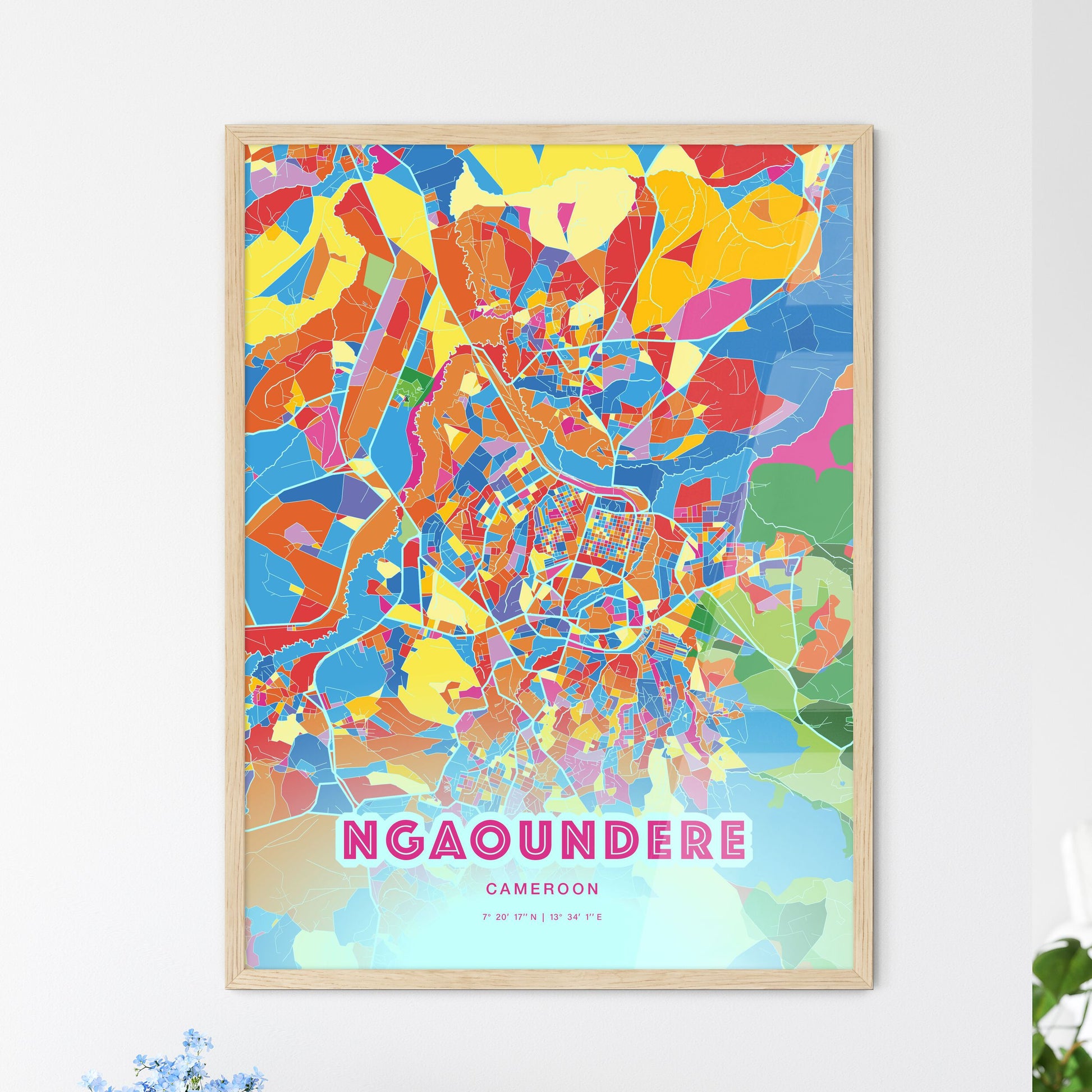 Colorful NGAOUNDERE CAMEROON Fine Art Map Crazy Colors