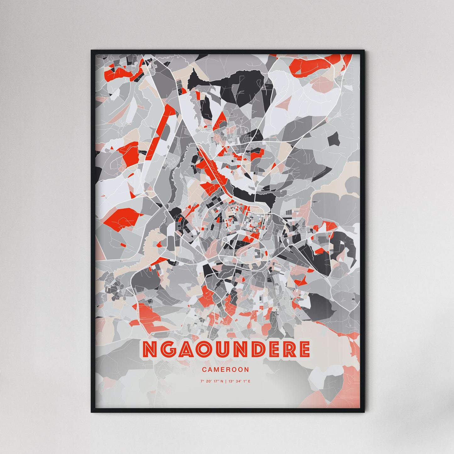Colorful NGAOUNDERE CAMEROON Fine Art Map Modern