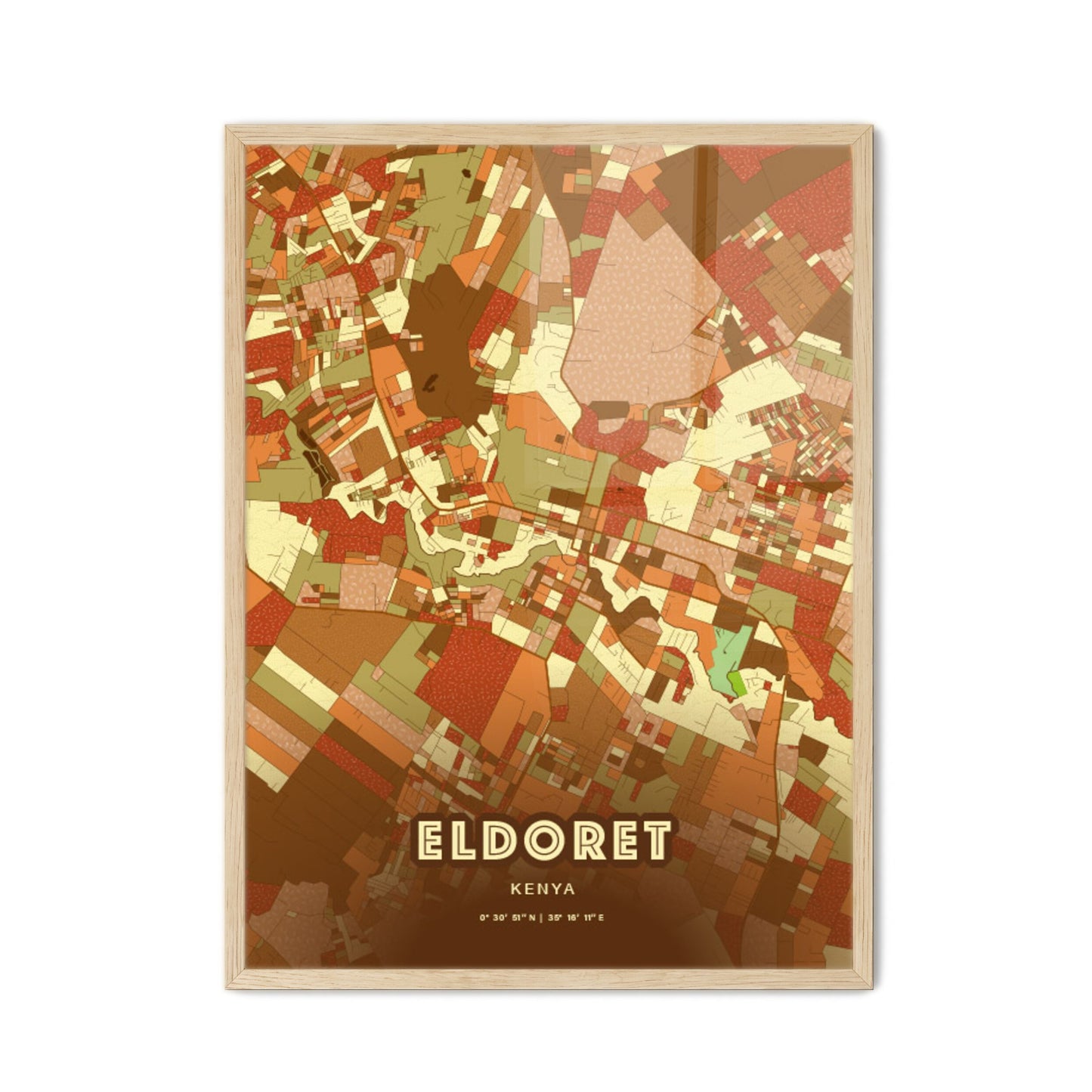 Colorful ELDORET KENYA Fine Art Map Farmhouse