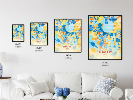 Colorful ELDORET KENYA Fine Art Map