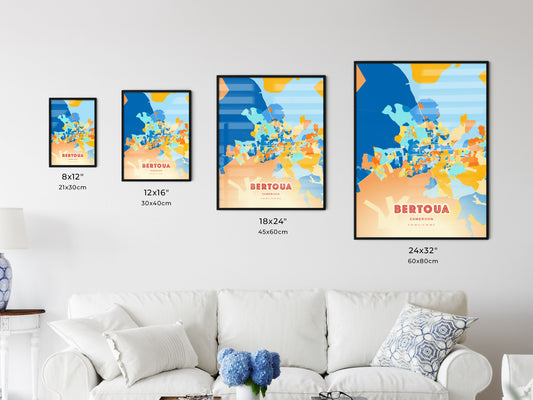 Colorful BERTOUA CAMEROON Fine Art Map