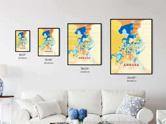 Colorful ANNABA ALGERIA Fine Art Map