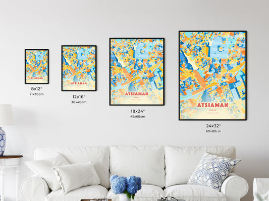 Colorful ATSIAMAN GHANA Fine Art Map