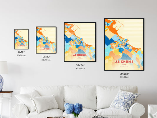 Colorful AL KHUMS LIBYA Fine Art Map