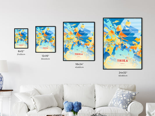 Colorful THIKA KENYA Fine Art Map