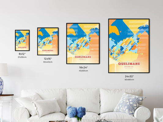 Colorful QUELIMANE MOZAMBIQUE Fine Art Map