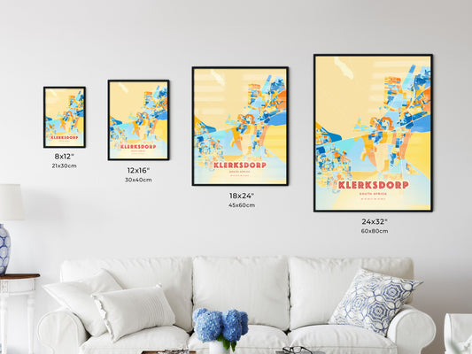 Colorful KLERKSDORP SOUTH AFRICA Fine Art Map
