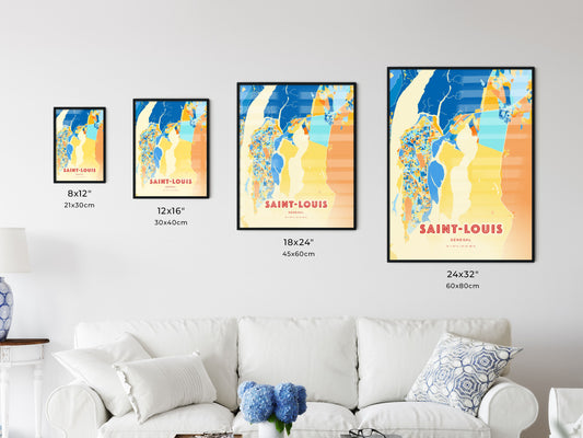 Colorful SAINT-LOUIS SENEGAL Fine Art Map
