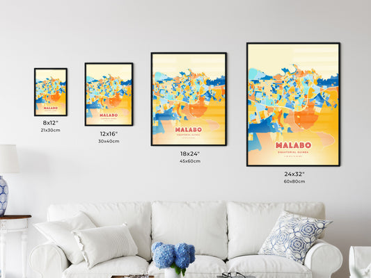 Colorful MALABO EQUATORIAL GUINEA Fine Art Map