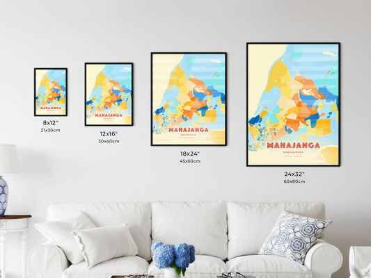 Colorful MAHAJANGA MADAGASCAR Fine Art Map