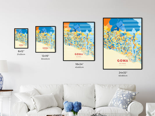 Colorful GOMA DR CONGO Fine Art Map
