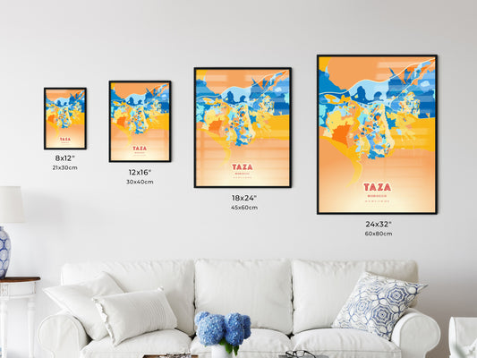 Colorful TAZA MOROCCO Fine Art Map