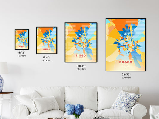 Colorful EJIGBO NIGERIA Fine Art Map