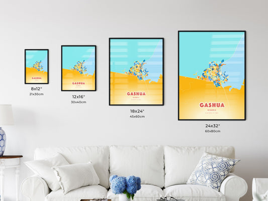 Colorful GASHUA NIGERIA Fine Art Map