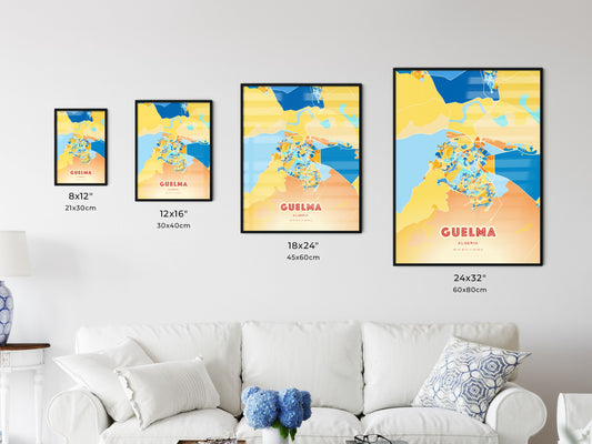 Colorful GUELMA ALGERIA Fine Art Map