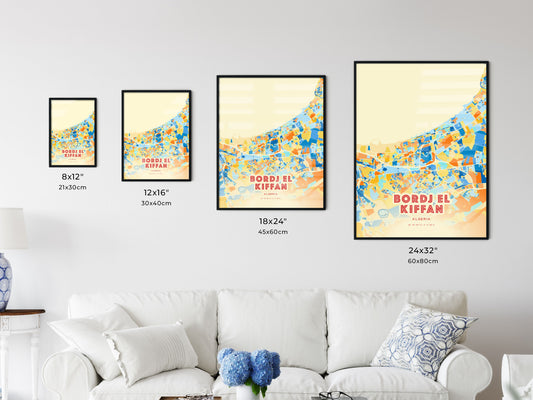 Colorful BORDJ EL KIFFAN ALGERIA Fine Art Map