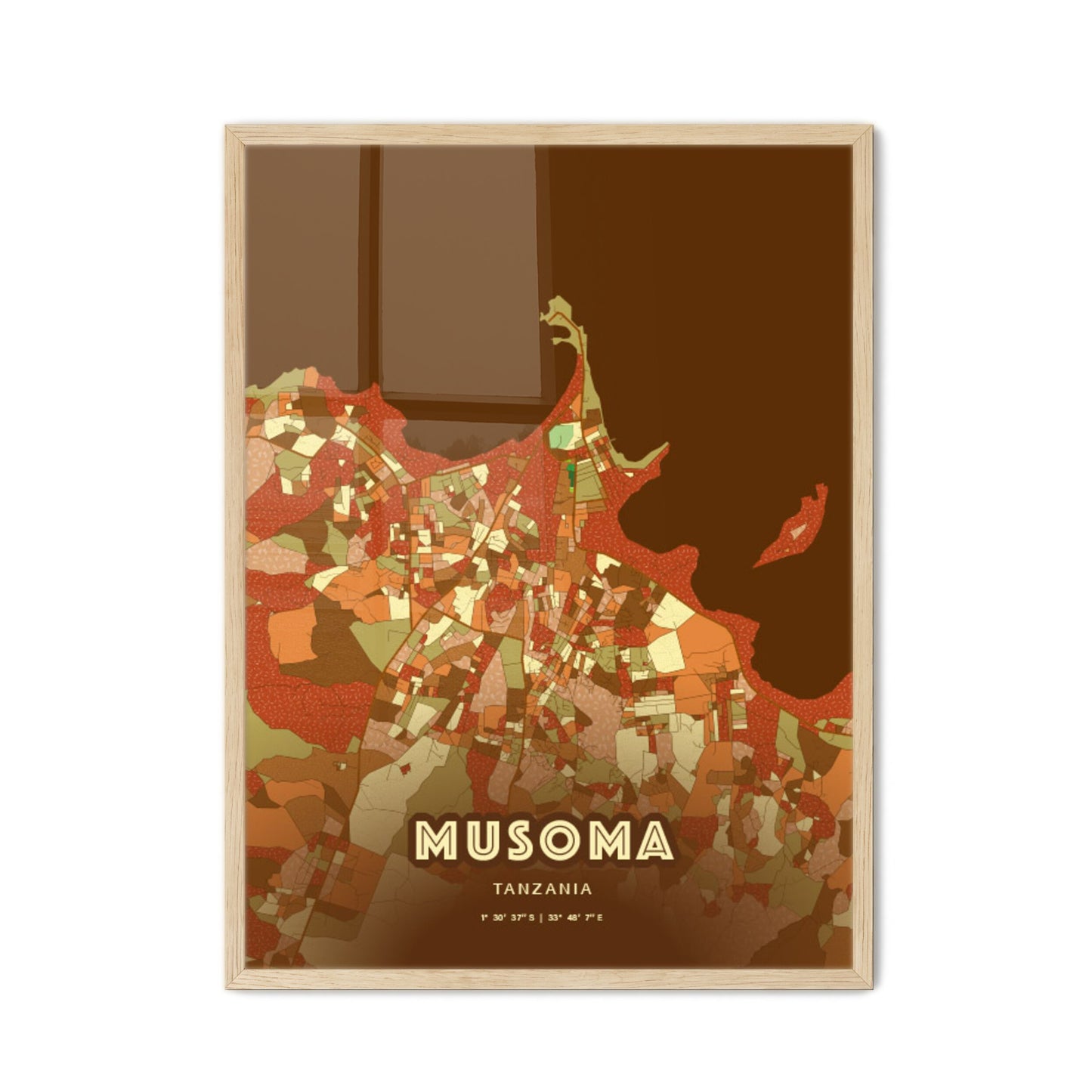 Colorful MUSOMA TANZANIA Fine Art Map Farmhouse
