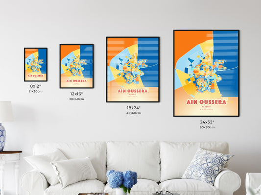 Colorful AIN OUSSERA ALGERIA Fine Art Map