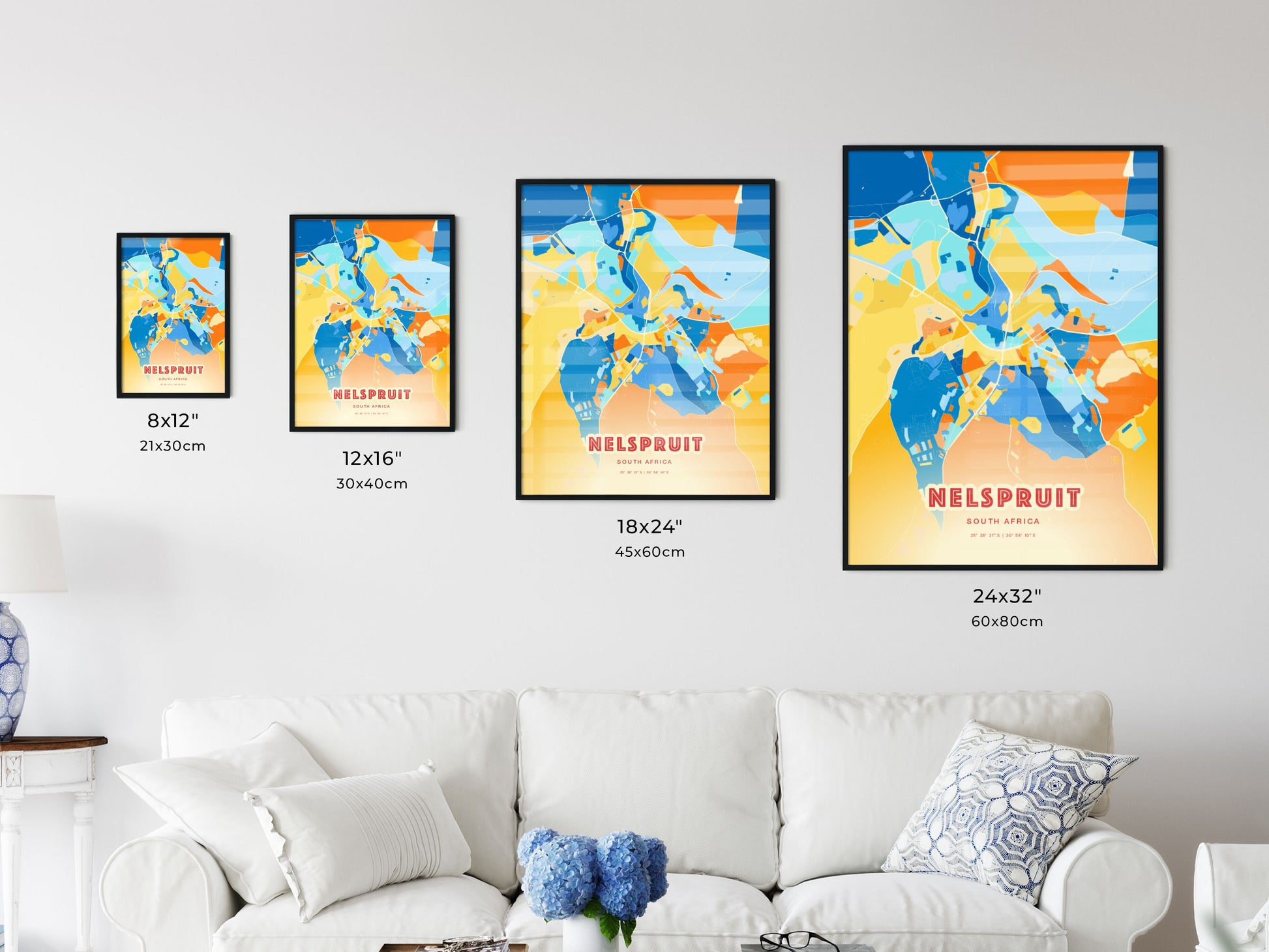 Colorful NELSPRUIT SOUTH AFRICA Fine Art Map