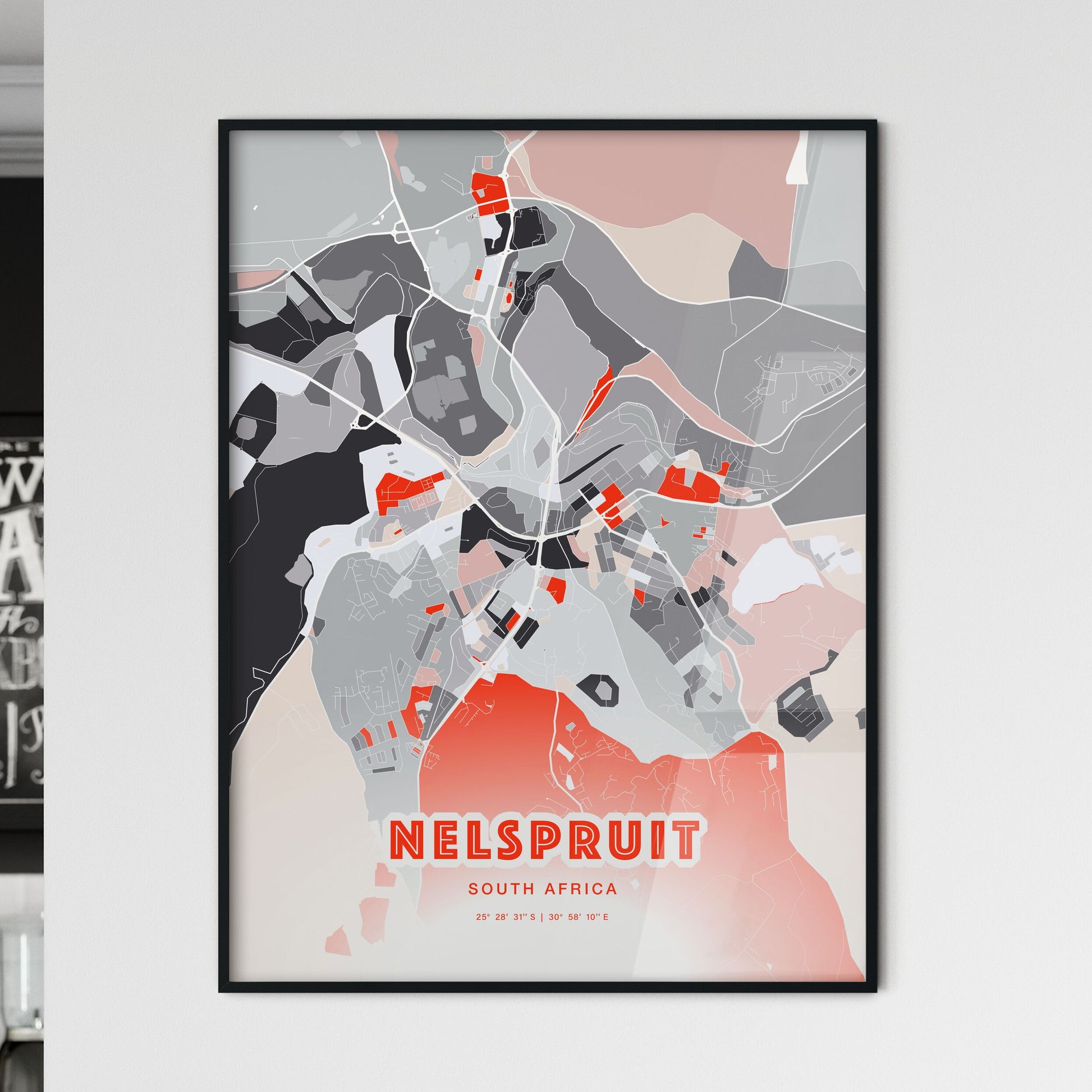 Colorful NELSPRUIT SOUTH AFRICA Fine Art Map Modern