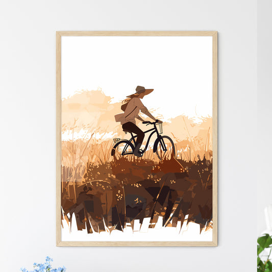 Woman Riding A Bicycle In A Field Art Print Default Title