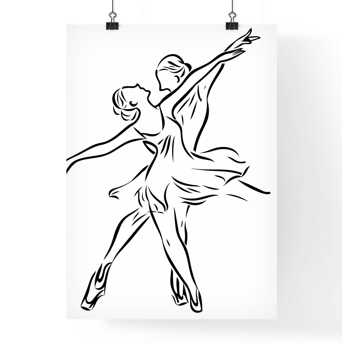Drawing Of Two Women Dancing Art Print Default Title