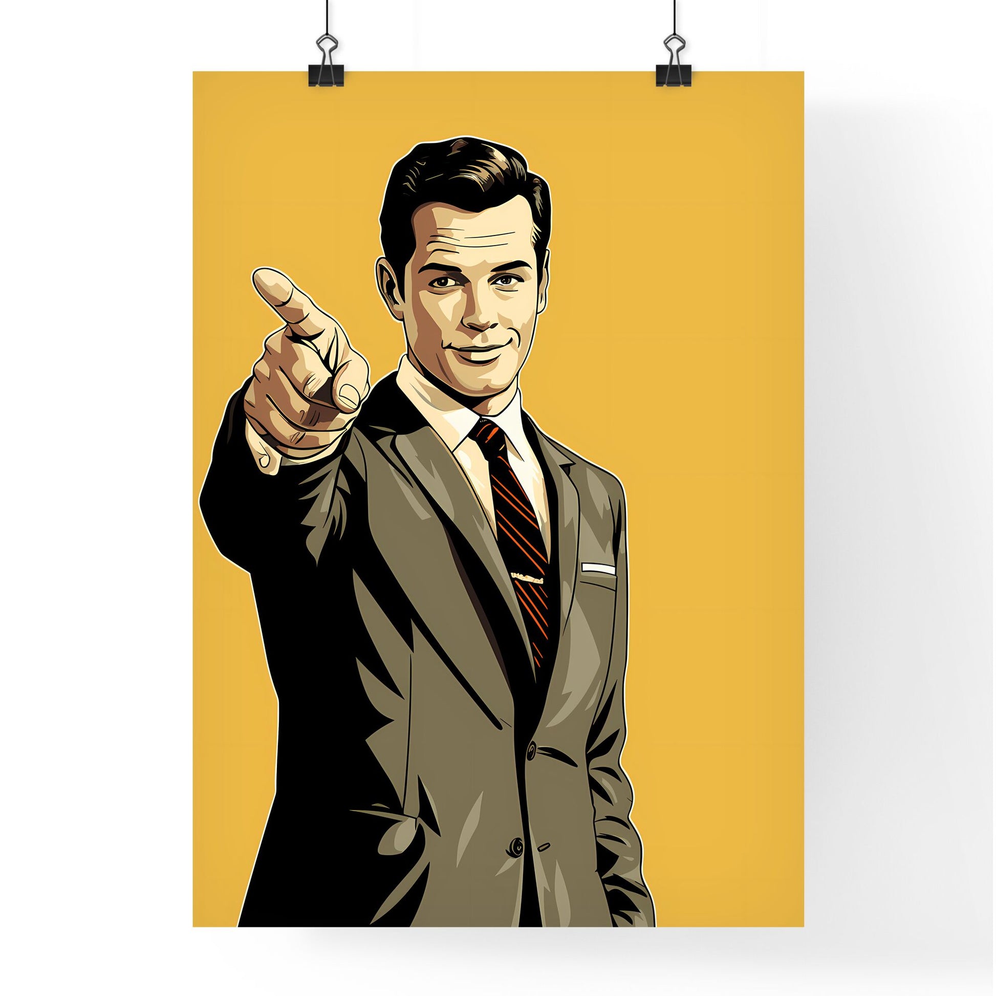 Man In A Suit Pointing His Finger Art Print Default Title