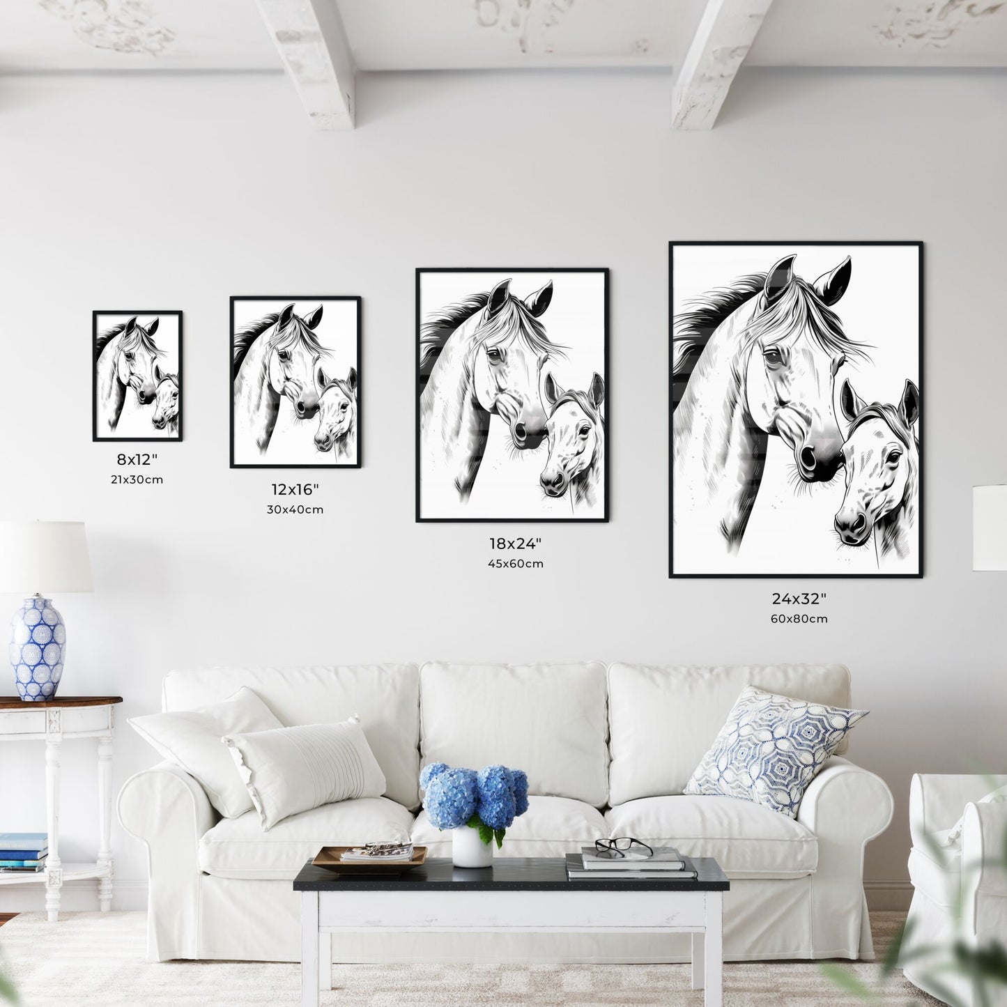 Horse And Foal Drawing Art Print Default Title