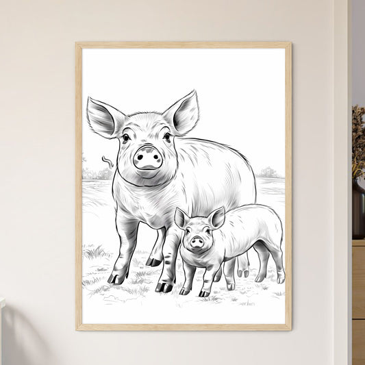 Pig And Piglet In A Field Art Print Default Title