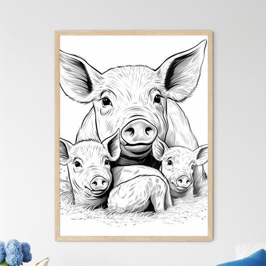 Pig With Its Babies Art Print Default Title