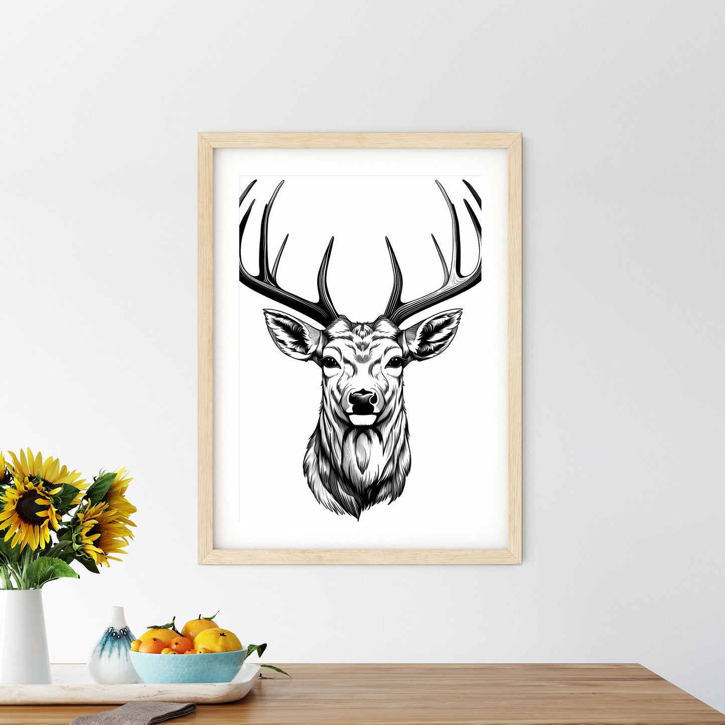 Drawing Of A Deer Head Art Print Default Title