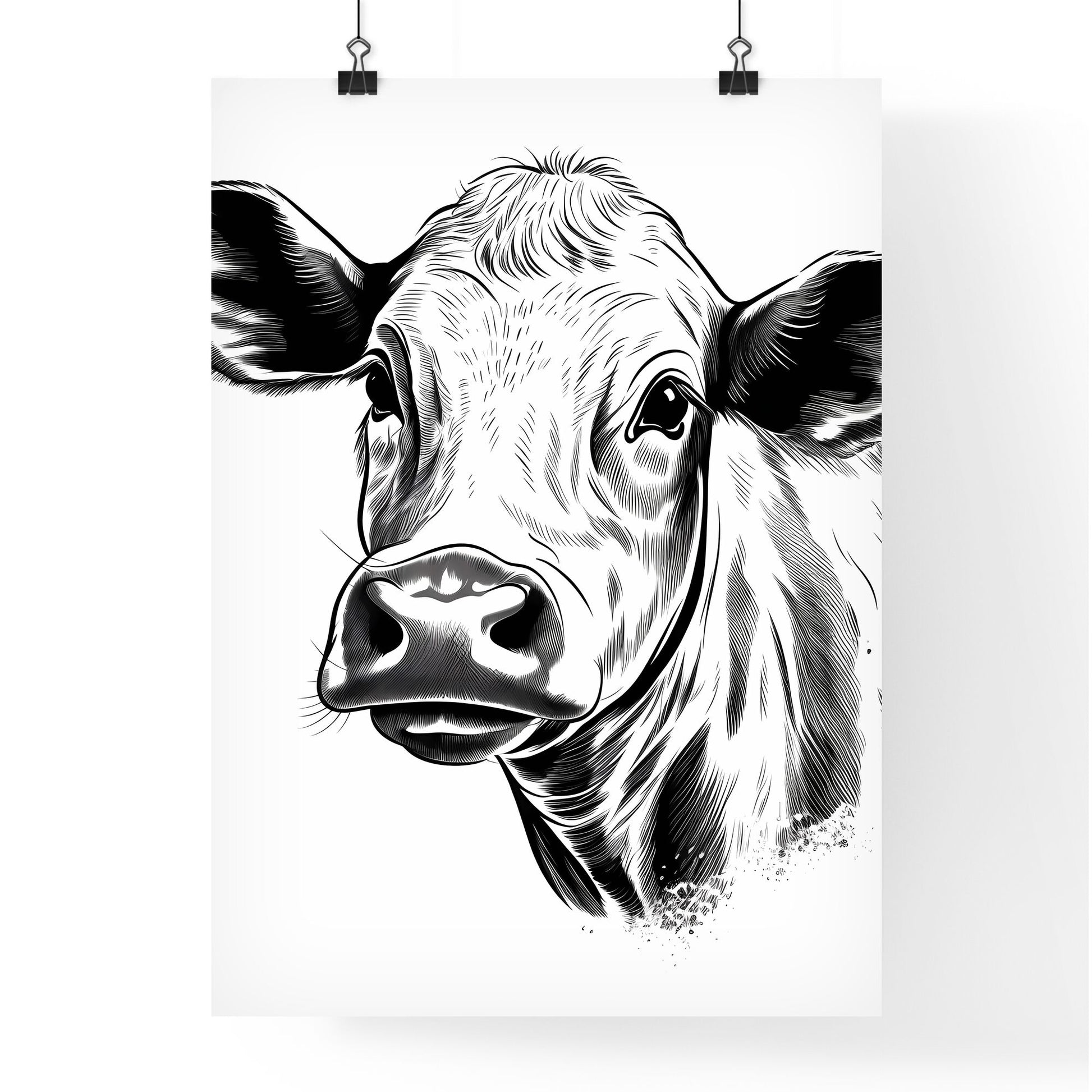 Cow Head With Ears And Nose Art Print Default Title