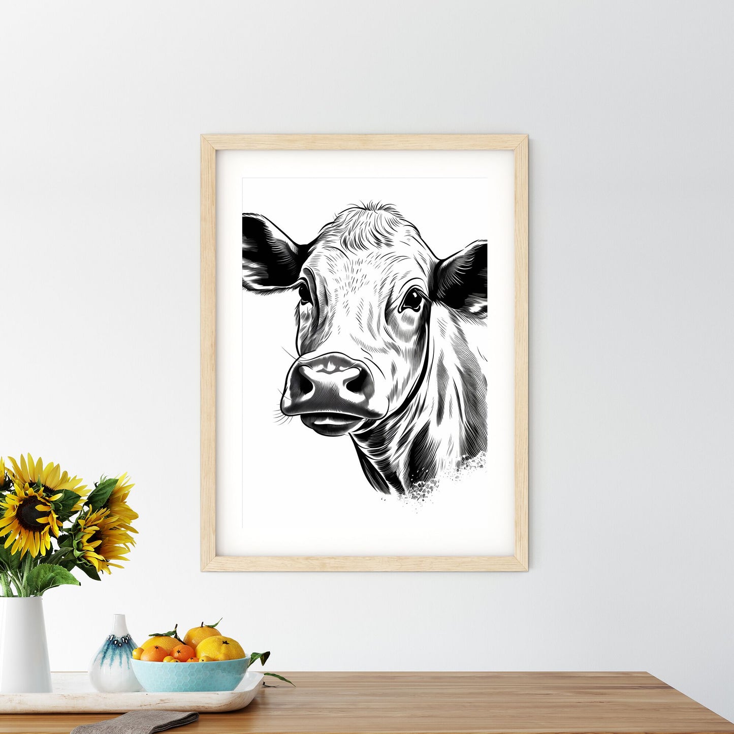 Cow Head With Ears And Nose Art Print Default Title