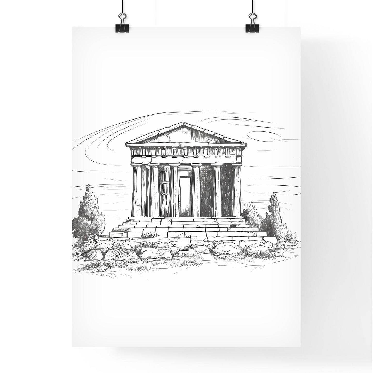 Drawing Of A Building Art Print Default Title
