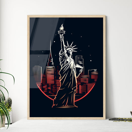 Statue Of Liberty In Front Of A City Art Print Default Title