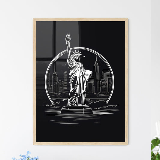 Statue Of Liberty With A City In The Background Art Print Default Title